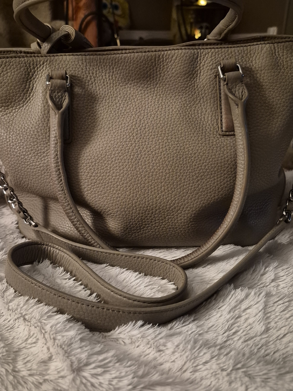Tory Burch Pebbled Leather Tassel Tote — Taupe - Picture 3 of 10